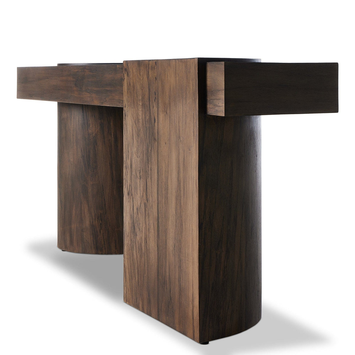 dark wood pillar style console table