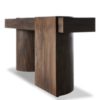 dark wood pillar style console table