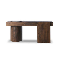 dark wood pillar style console table