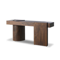 dark wood pillar style console table