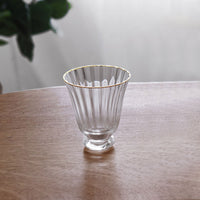 Glass Audrey Stemless All Purpose Glass Gold Rim Set 4 (Clear Gold) - Glass Close Up | Bone & Brass