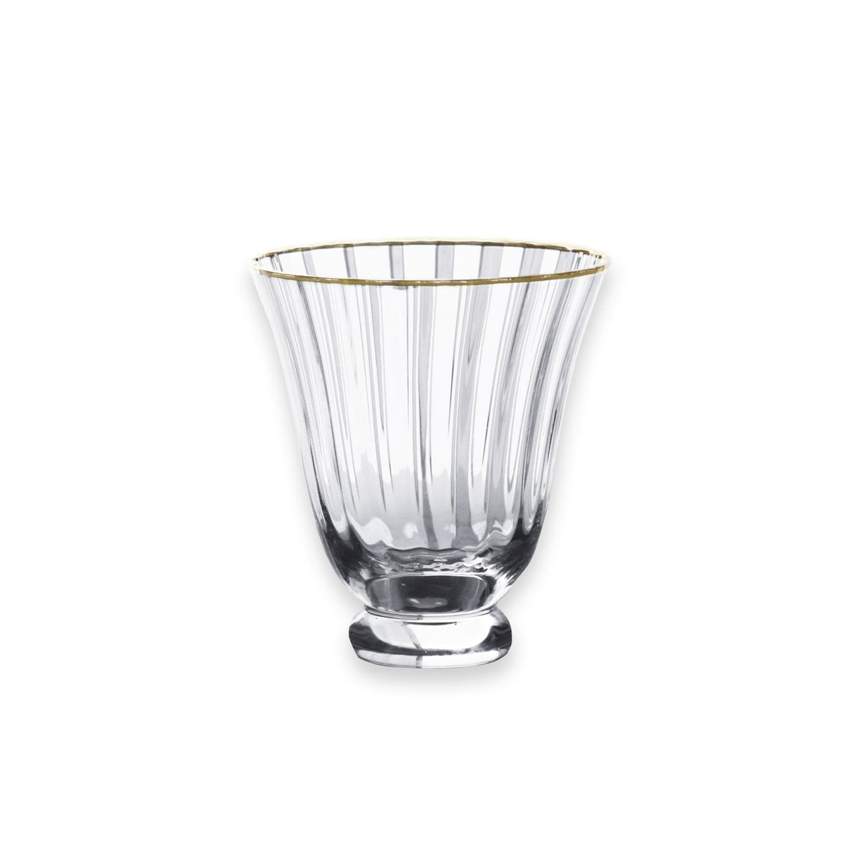 Glass Audrey Stemless All Purpose Glass Gold Rim Set 4 (Clear Gold) | Bone & Brass