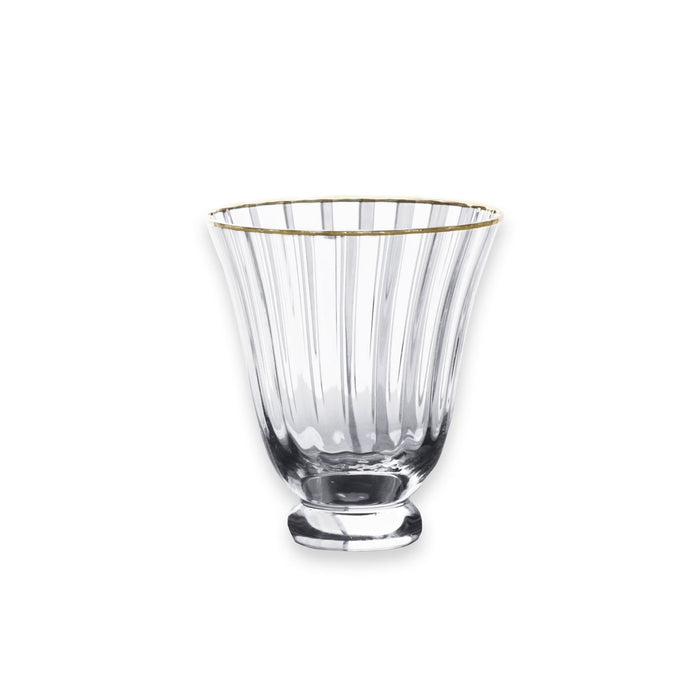 Glass Audrey Stemless All Purpose Glass Gold Rim Set 4 (Clear Gold) | Bone & Brass