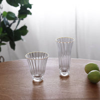 Glass Audrey Stemless All Purpose Glass Gold Rim Set 4 (Clear Gold) - Glass Detail | Bone & Brass