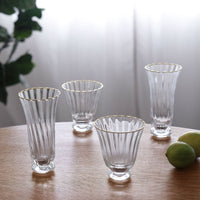 Glass Audrey Stemless All Purpose Glass Gold Rim Set 4 (Clear Gold) - Glass Detail | Bone & Brass