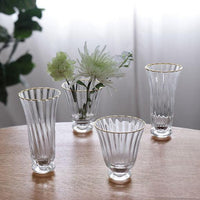 Glass Audrey Stemless All Purpose Glass Gold Rim Set 4 (Clear Gold) - Glass Close Up | Bone & Brass