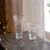 Glass Audrey Stemless All Purpose Glass Gold Rim Set 4 (Clear Gold) - Glass Side View | Bone & Brass