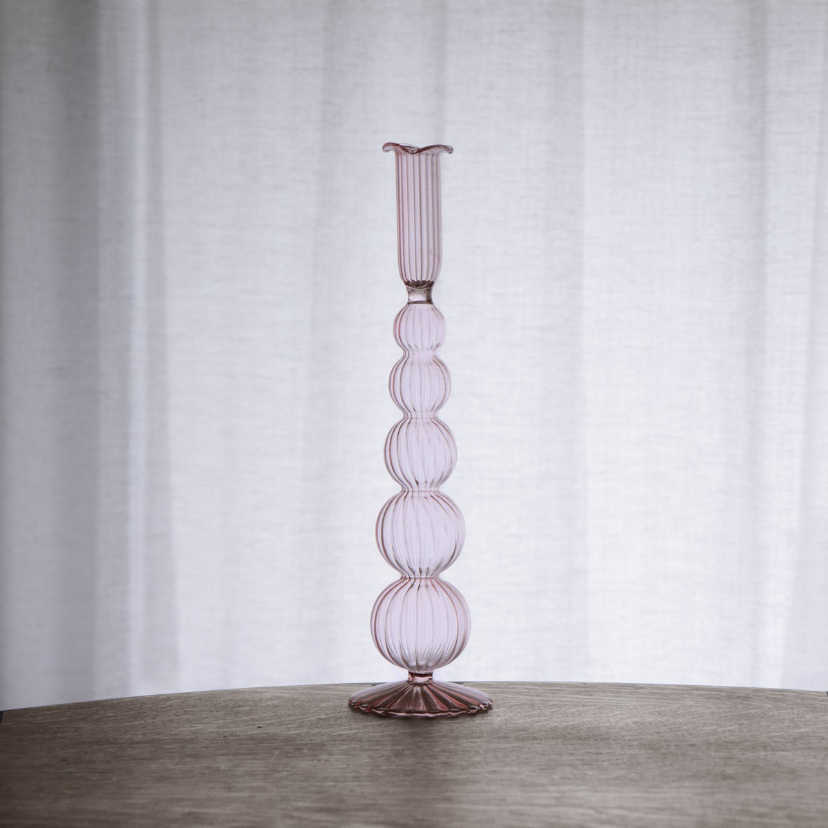 Glass Cambridge Olivia 12" Candlestick Holder Set 2 (Light Pink) - Candlestick Detail | Bone & Brass
