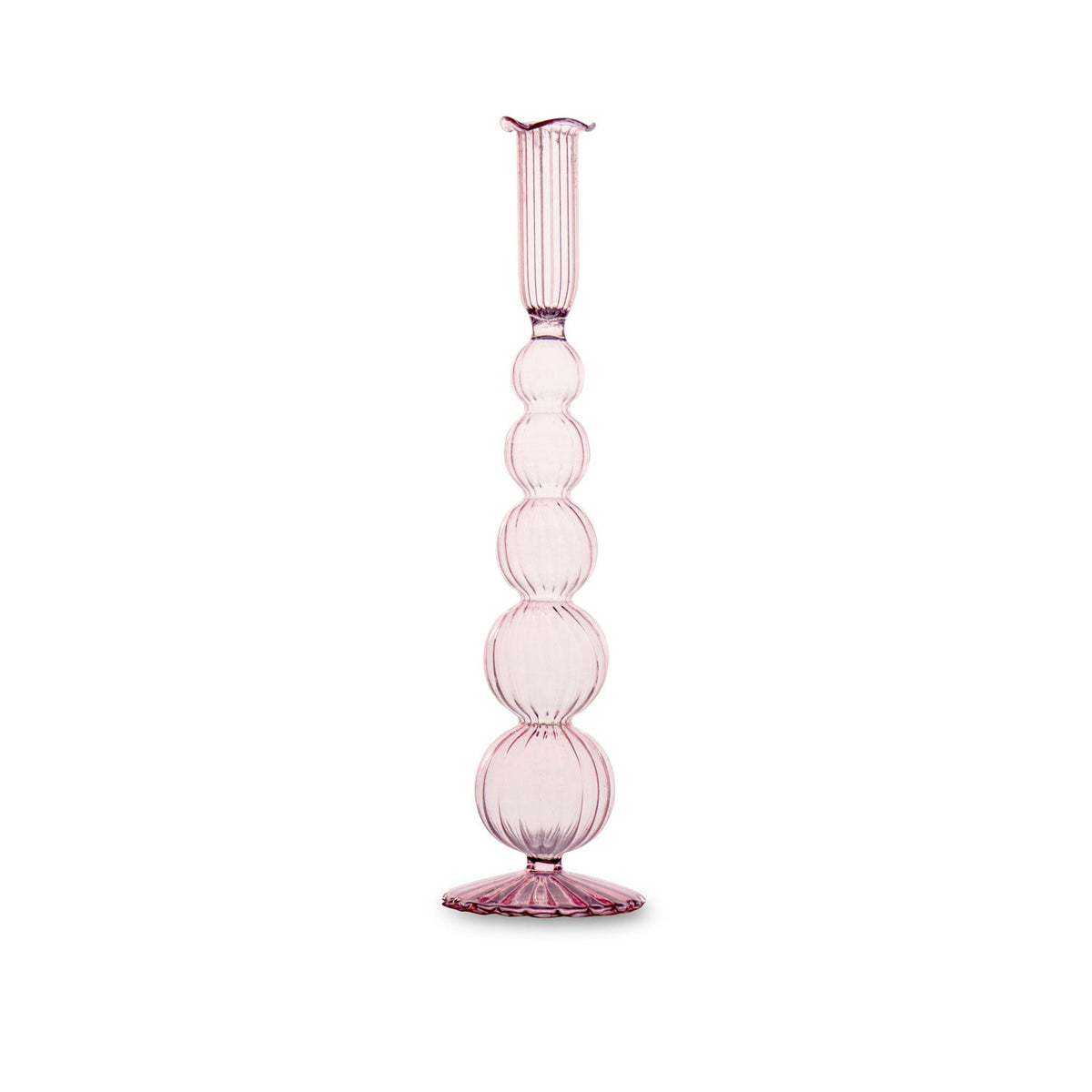 Glass Cambridge Olivia 12" Candlestick Holder Set 2 (Light Pink) | Bone & Brass