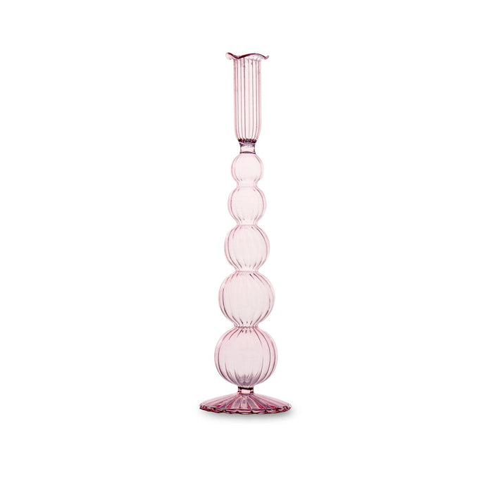 Glass Cambridge Olivia 12" Candlestick Holder Set 2 (Light Pink) | Bone & Brass