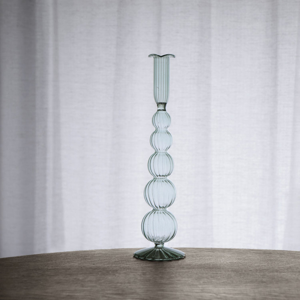 Glass Cambridge Olivia 12" Candlestick Holder Set 2 (Light Green) - Candlestick Detail | Bone & Brass