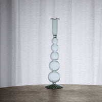 Glass Cambridge Olivia 12" Candlestick Holder Set 2 (Light Green) - Candlestick Detail | Bone & Brass