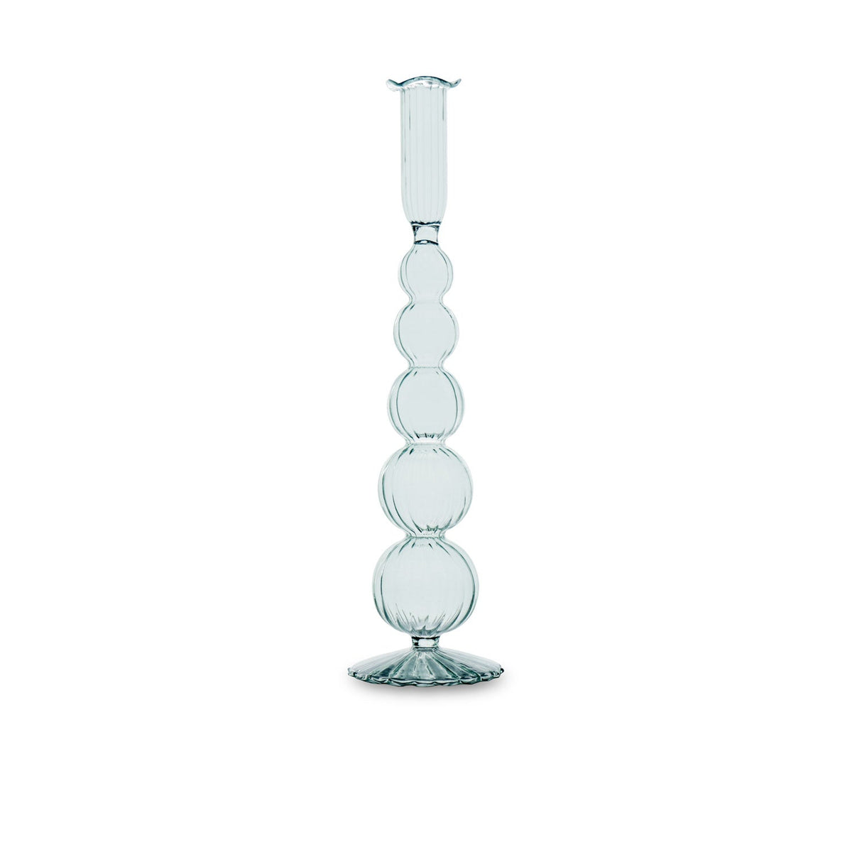 Glass Cambridge Olivia 12" Candlestick Holder Set 2 (Light Green) | Bone & Brass