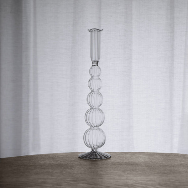 Glass Cambridge Olivia 12" Candlestick Holder Set 2 (Clear) - Candlestick Detail | Bone & Brass