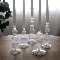 Glass Cambridge Olivia 12" Candlestick Holder Set 2 (Clear) - Candlestick Side View | Bone & Brass
