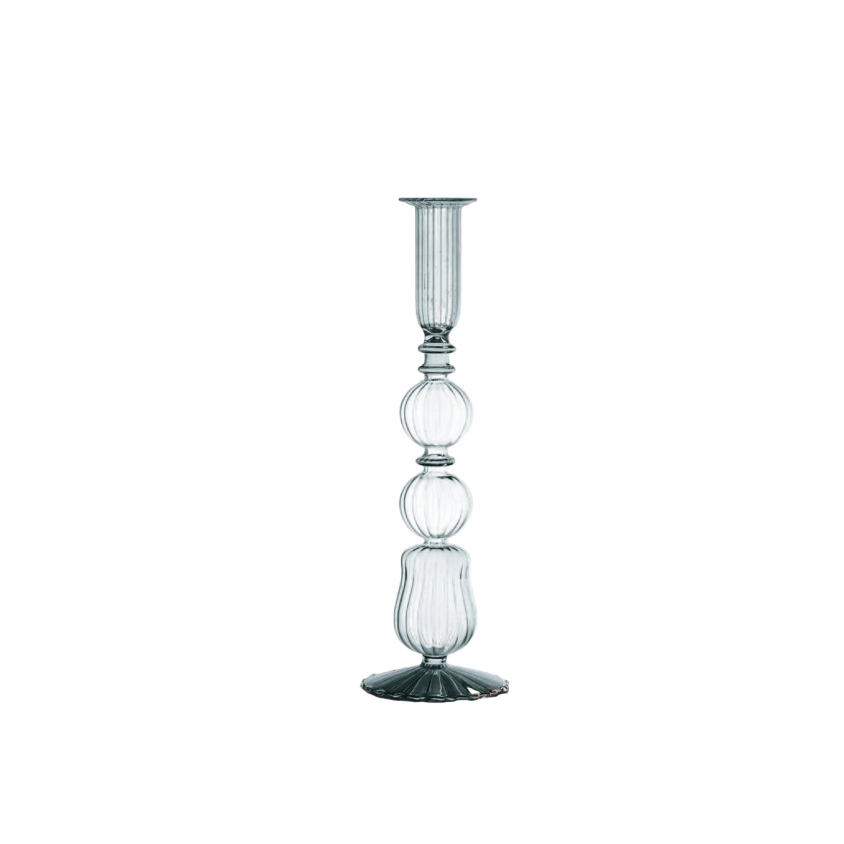 Glass Cambridge Emma 10.5" Candlestick Holder Set 2 (Light Green) | Bone & Brass