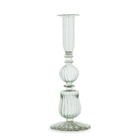 Glass Cambridge Sophia 9" Candlestick Holder Set 2 (Light Green) | Bone & Brass