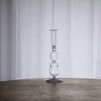 Glass Cambridge Sophia 9" Candlestick Holder Set 2 (Clear) - Candlestick Detail | Bone & Brass