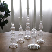 Glass Cambridge Sophia 9" Candlestick Holder Set 2 (Clear) - Candlestick Detail | Bone & Brass