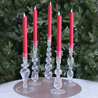 Glass Cambridge Sophia 9" Candlestick Holder Set 2 (Clear) - Candlestick Close Up | Bone & Brass