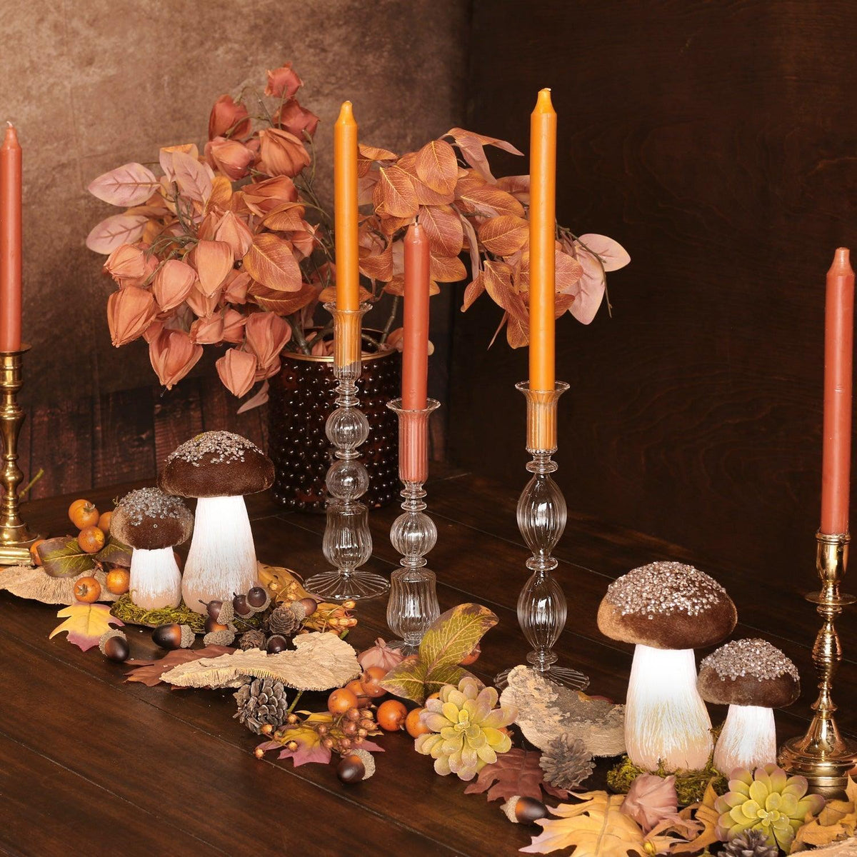 Glass Cambridge Sophia 9" Candlestick Holder Set 2 (Clear) - Candlestick View | Bone & Brass