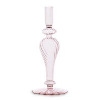 Glass Cambridge Ava 10" Candlestick Holder Set 2 (Light Pink) | Bone & Brass