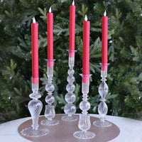 Glass Cambridge Beryl 10" Candlestick Holder Set 2 (Clear) - Candlestick Close Up | Bone & Brass