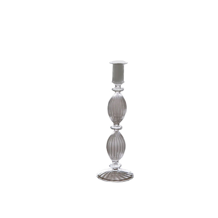 Glass Cambridge Beryl 10" Candlestick Holder Set 2 (Clear) | Bone & Brass