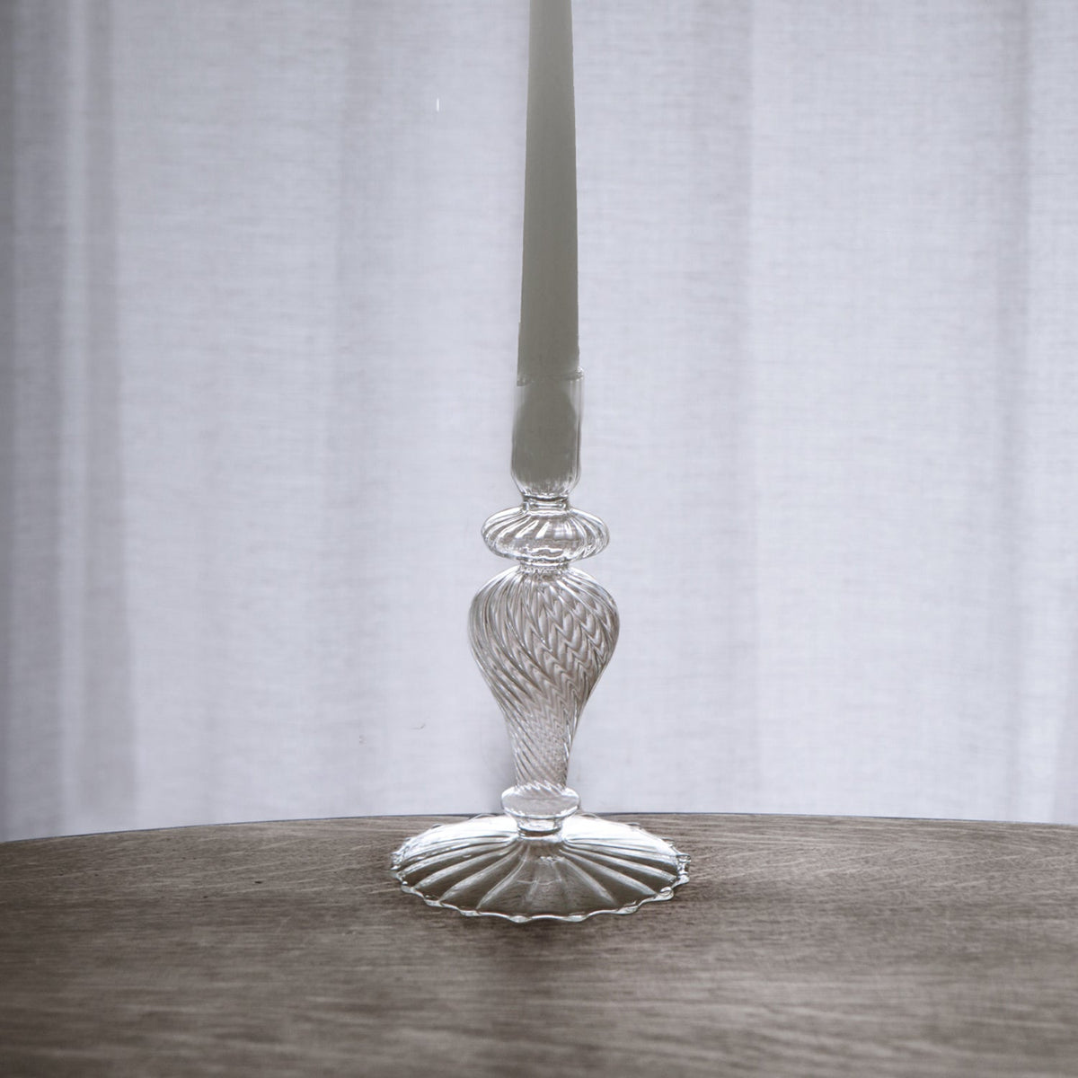 Glass Cambridge Daphne 8.5" Candlestick Holder Set 2 (Clear) - Candlestick Side View | Bone & Brass
