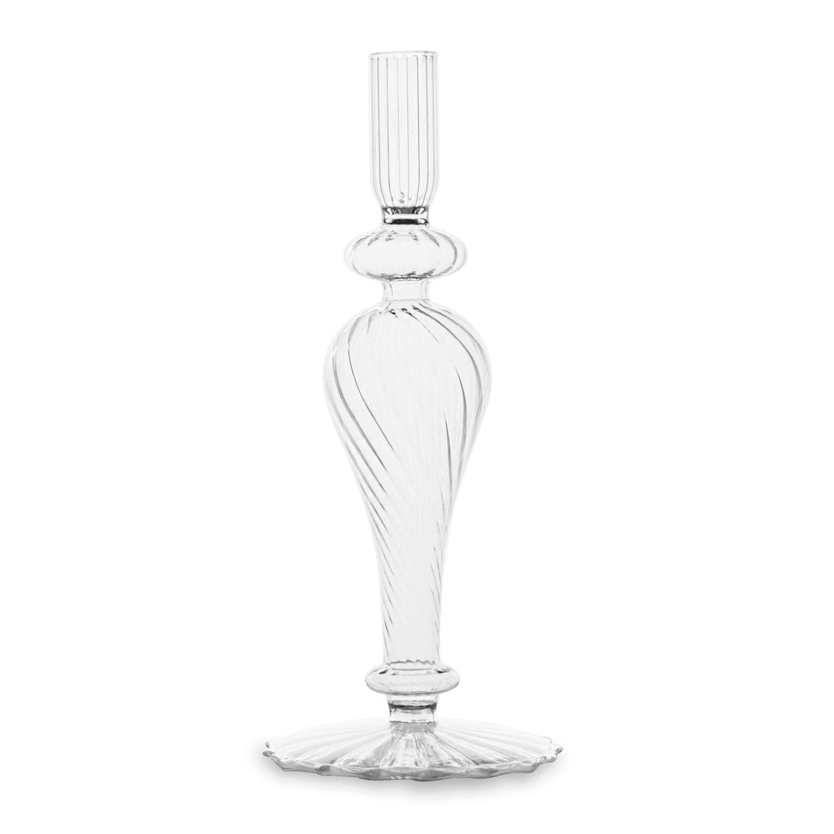 Glass Cambridge Daphne 8.5" Candlestick Holder Set 2 (Clear) | Bone & Brass