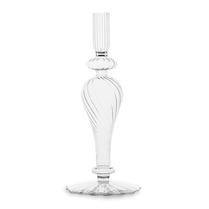 Glass Cambridge Daphne 8.5" Candlestick Holder Set 2 (Clear) | Bone & Brass
