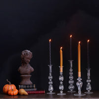 Glass Cambridge Daphne 8.5" Candlestick Holder Set 2 (Clear) - Candlestick Side View | Bone & Brass