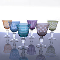 Colored Carved Wine Glasses,  Set of 6 Different Colors - Glass View | Bone & Brass