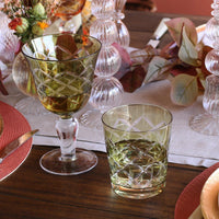 Colored Carved Wine Glasses,  Set of 6 Different Colors - Glass Bowl Detail | Bone & Brass