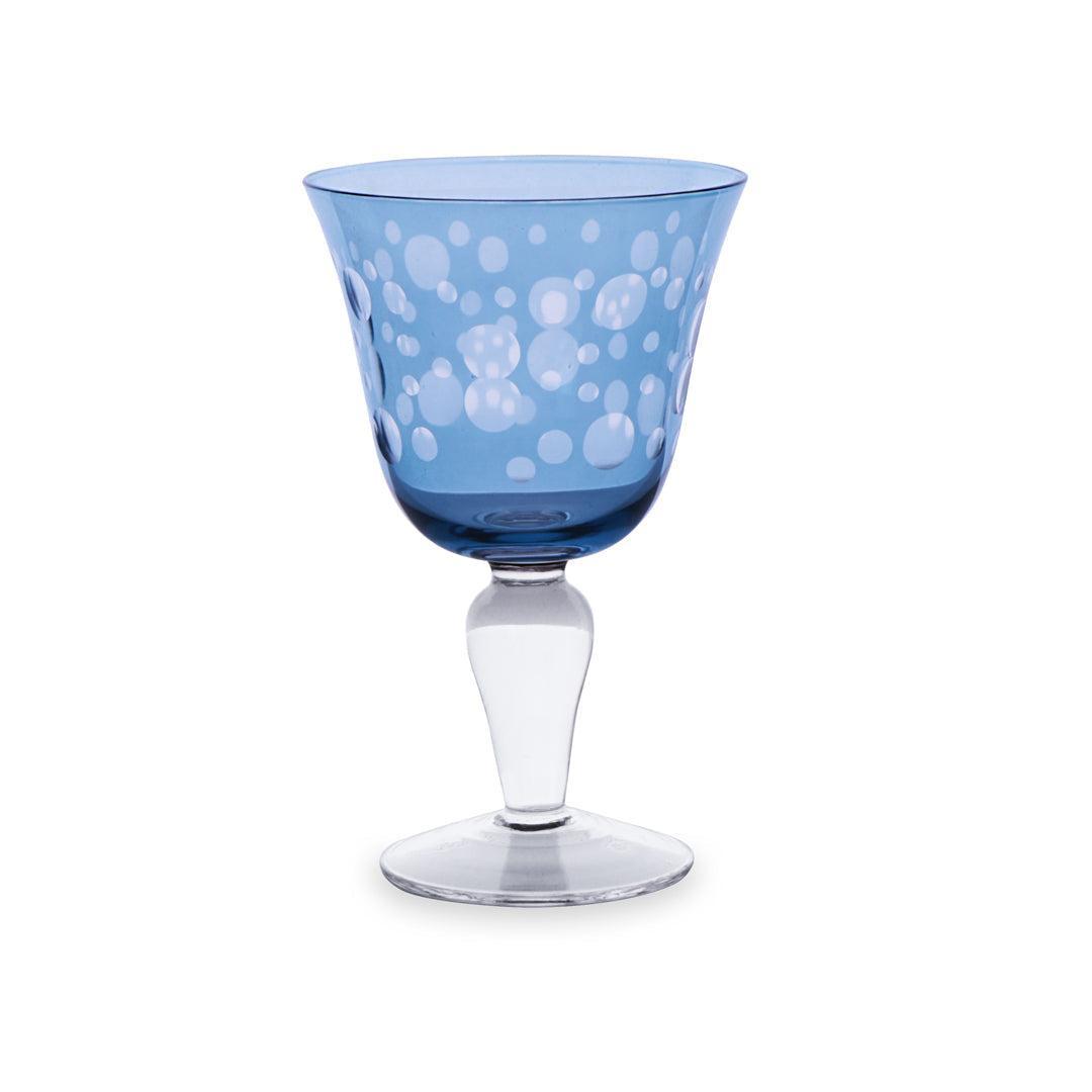 Colored Carved Wine Glasses,  Set of 6 Different Colors - Glass Stem Detail | Bone & Brass
