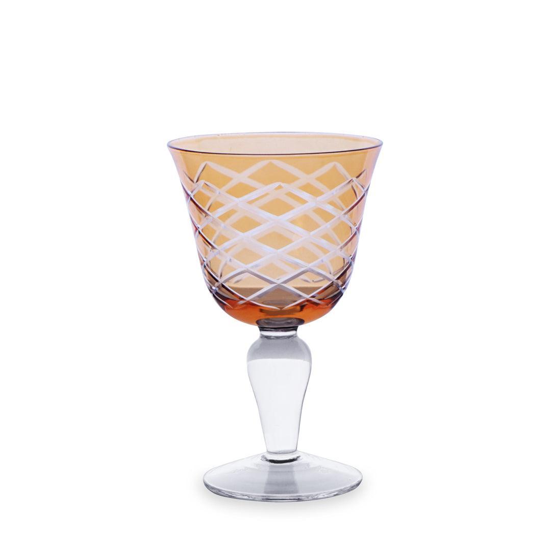 Colored Carved Wine Glasses,  Set of 6 Different Colors - Glass Bowl Detail | Bone & Brass