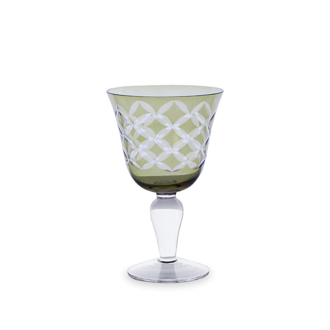 Colored Carved Wine Glasses,  Set of 6 Different Colors - Glass Detail | Bone & Brass