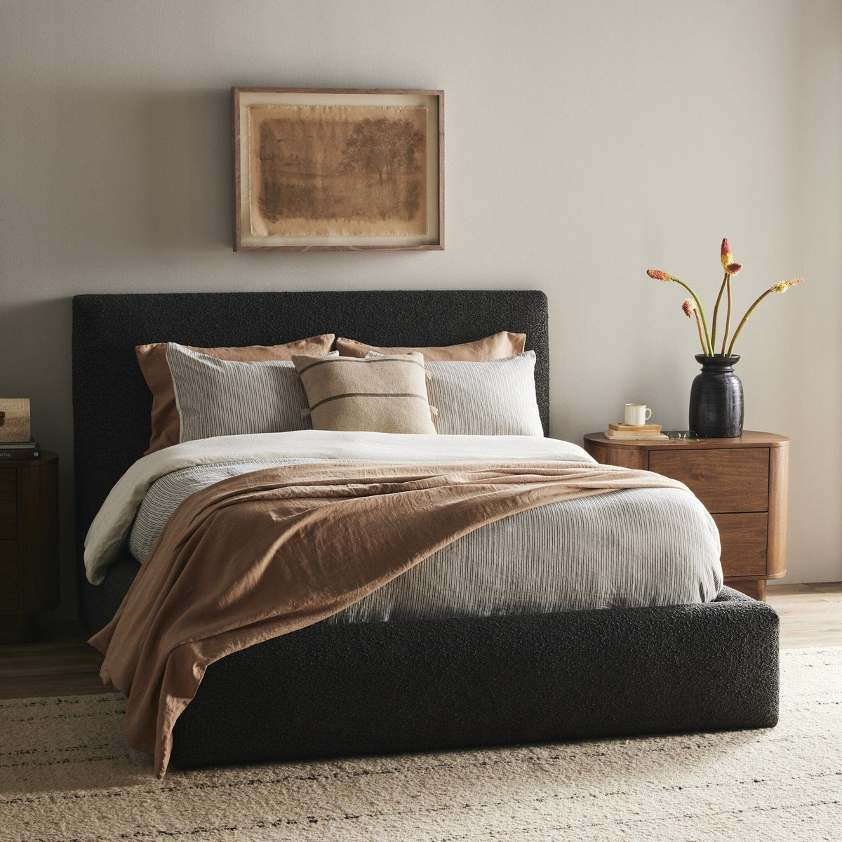 Quinton Charcoal Boucle King Bed