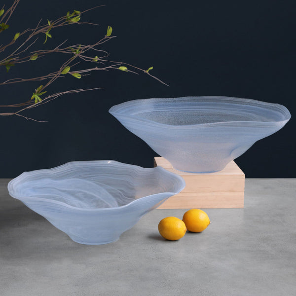 Blue Alabaster Wave Extra Large Serving Bowl
