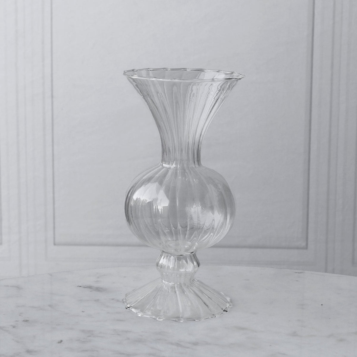 Glass Cambridge Flora Flower Vase Set 2 (Clear) - Vase Top View | Bone & Brass