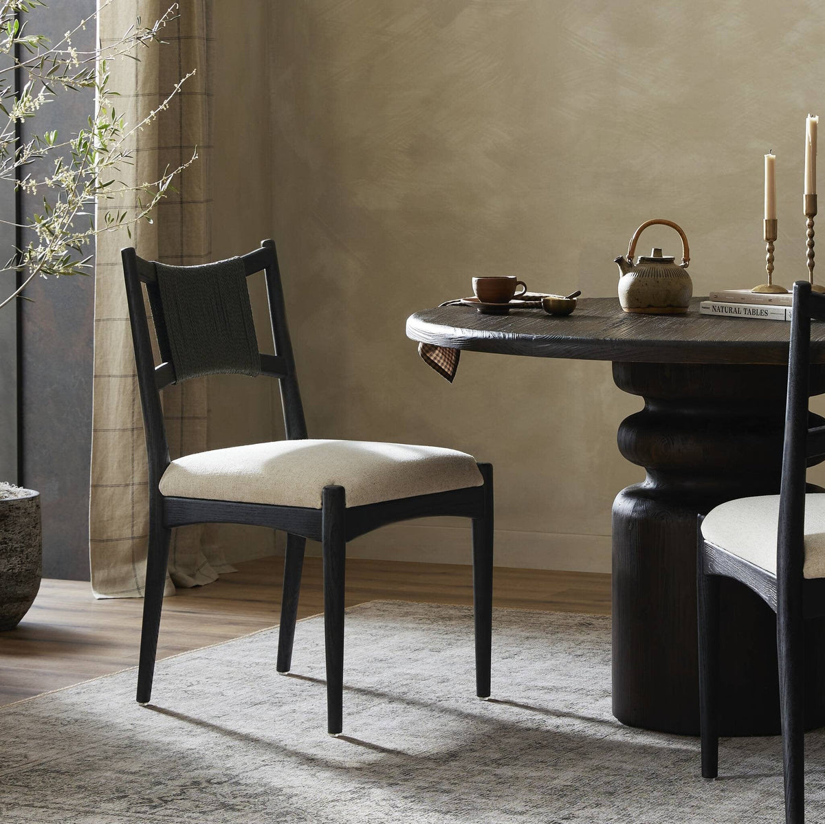 Haddox Black & Natural Dining Chair