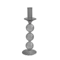 Glass Cambridge Lucille 3 Ball Candlestick Holder Set 2 (Light Gray) | Bone & Brass