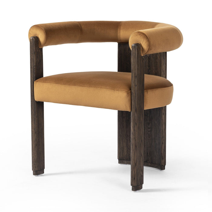 Carlos Three-Leg Rust Upholstered Dining Chair