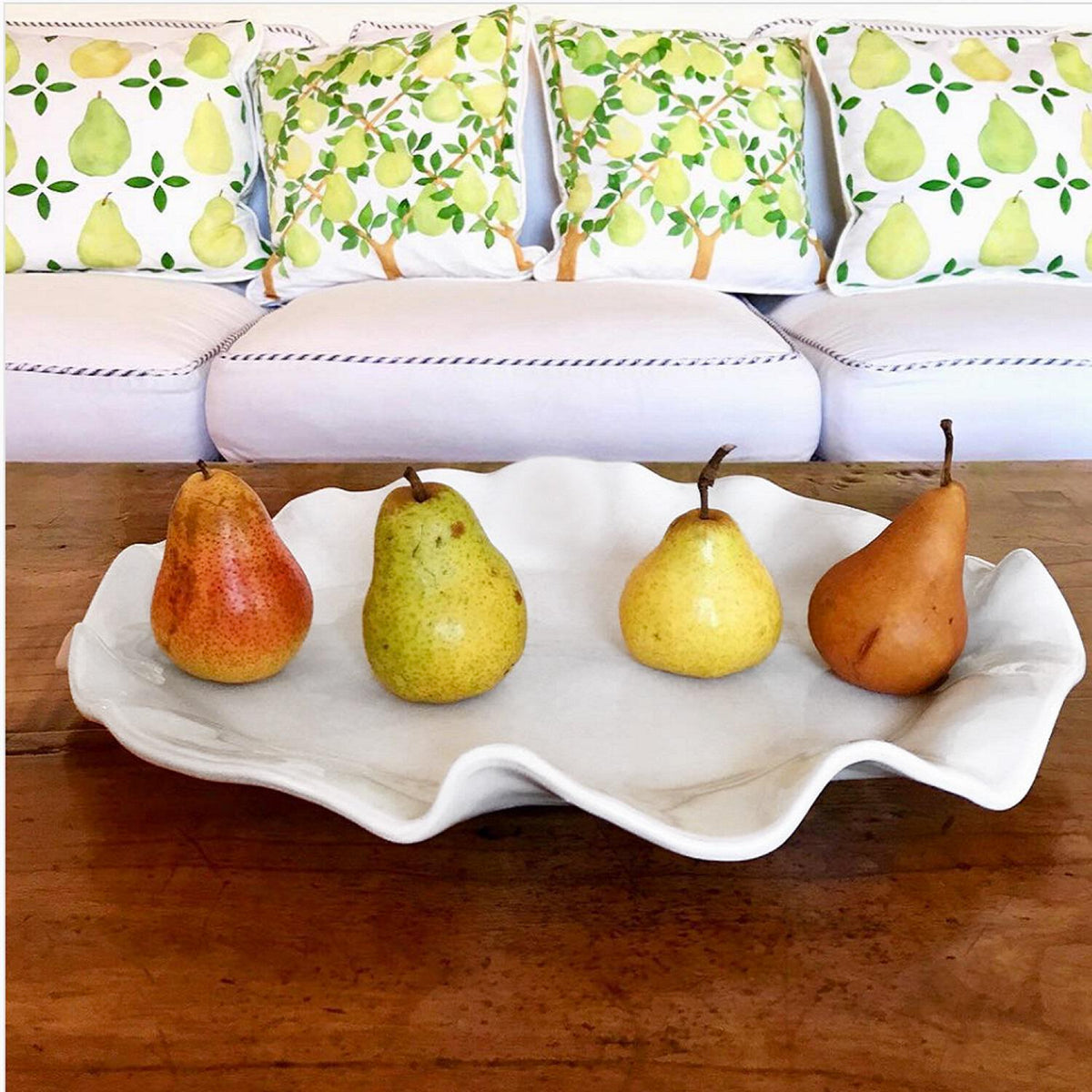 White Havana Scalloped Oval Platter - Platter Detail | Bone & Brass