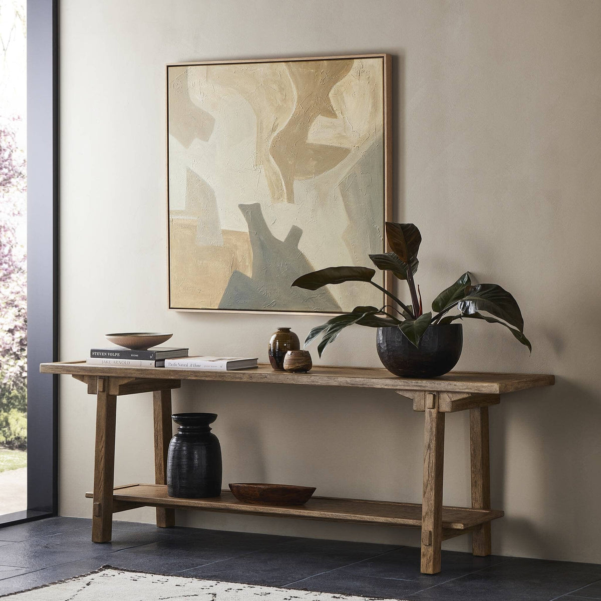 Tristan Light Oak Distressed Console Table