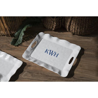 Vida Havana Rectangular Tray Handles (White) - Tray Top View | Bone & Brass