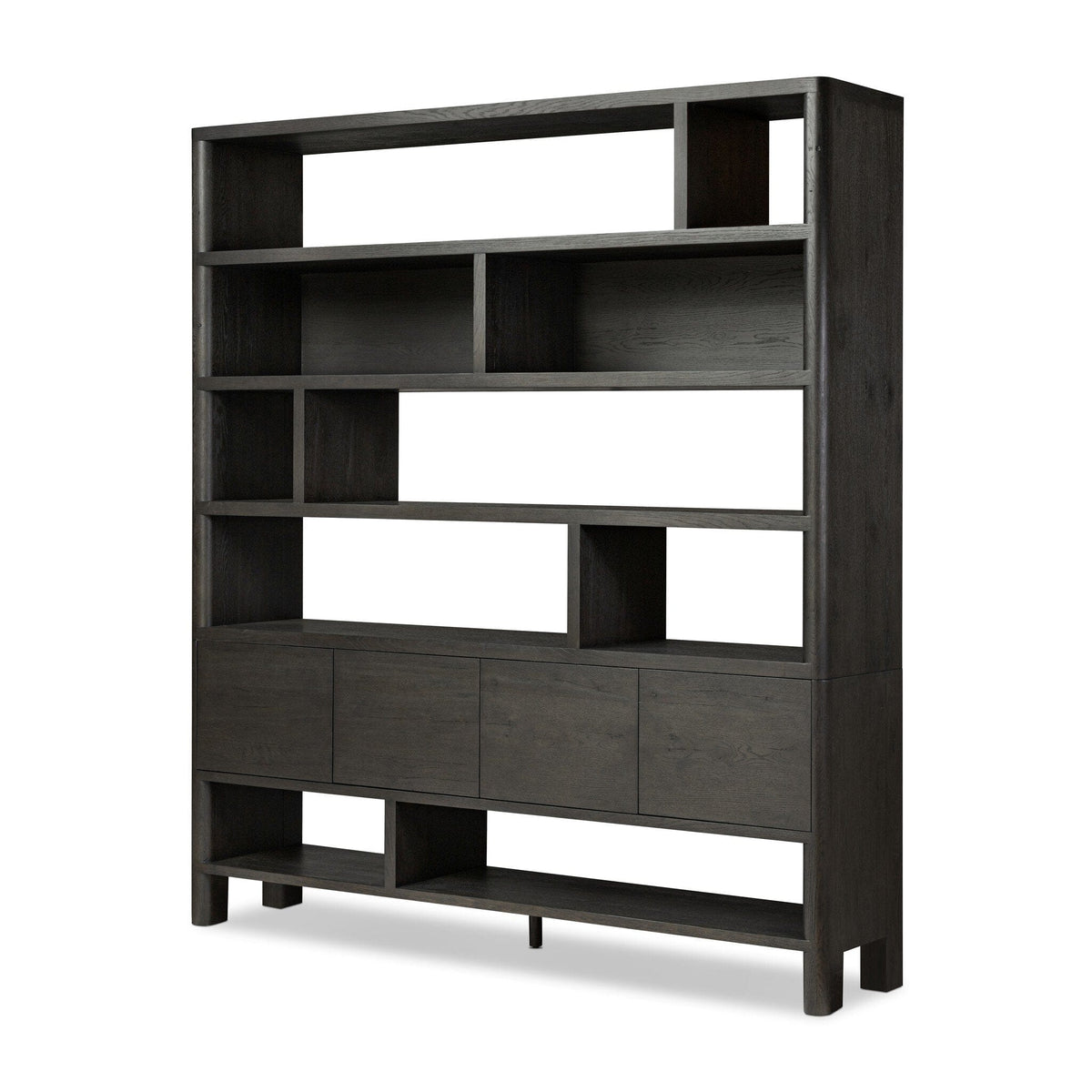 Nolan Black Oak Wide Bookcase