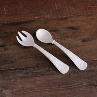 Vida Havana Large Salad Servers White - Set Detail | Bone & Brass
