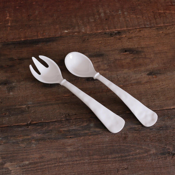 Vida Havana Large Salad Servers White - Set Detail | Bone & Brass