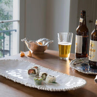 White Alegria Large Oval Serving Platter - Platter Detail | Bone & Brass